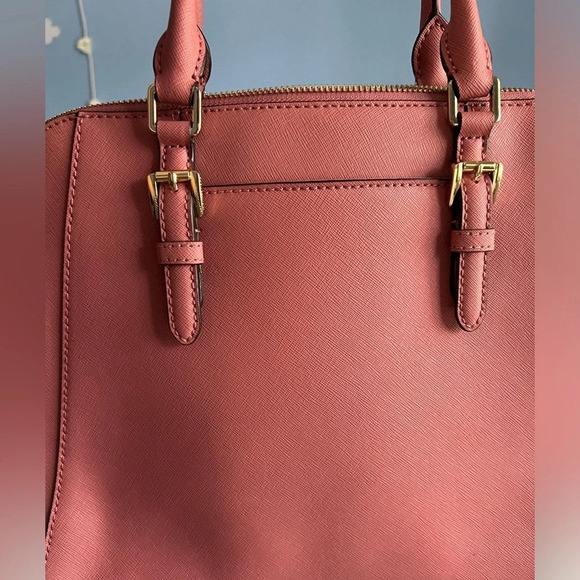 Michael Kors Ciara large leather satchel in rose. - Picture 11 of 16